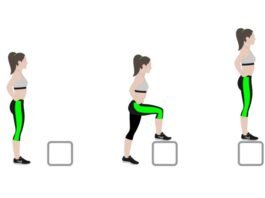 illustration de step-ups, concept d'entraînement de 10 minutes pour faire fondre la graisse du ventre