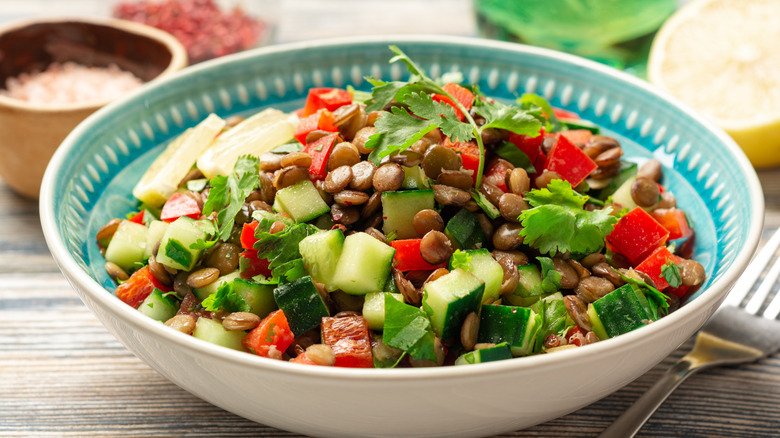 Salade de lentilles et poivrons